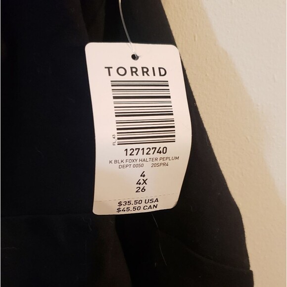 Torrid Black Halter Peplum Tank Top Plus Size 4X NWT Flowy Sleeveless Blouse - Picture 3 of 3